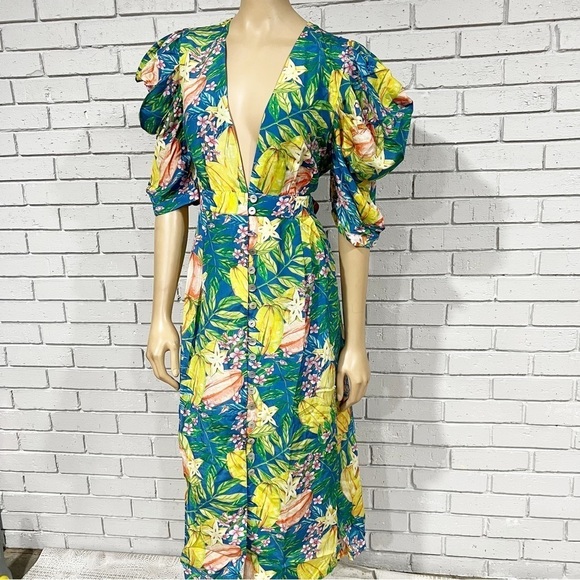 Farm Rio Women’s Star Fruits Puff Sleeve Midi Dress